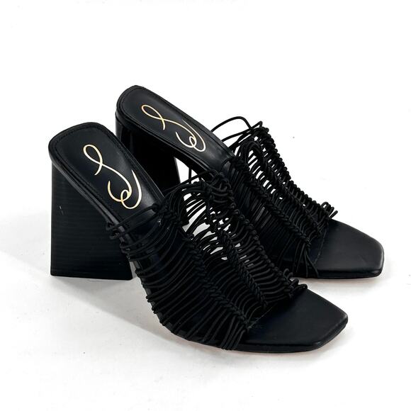 Sam Edelman Laurette Heels 6.5 Black NWOT Sandals Strappy Square Toe 90s Mules - Picture 2 of 8